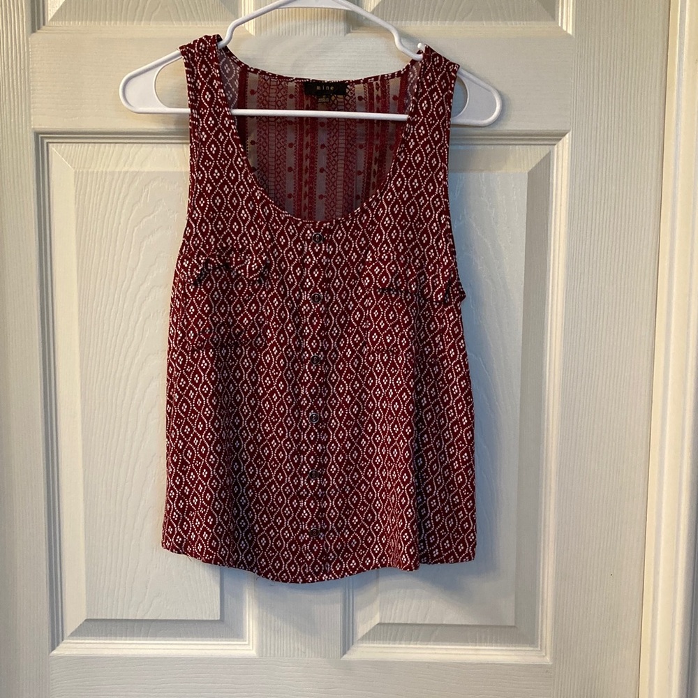 Mine Burgundy Geometric Tank Top